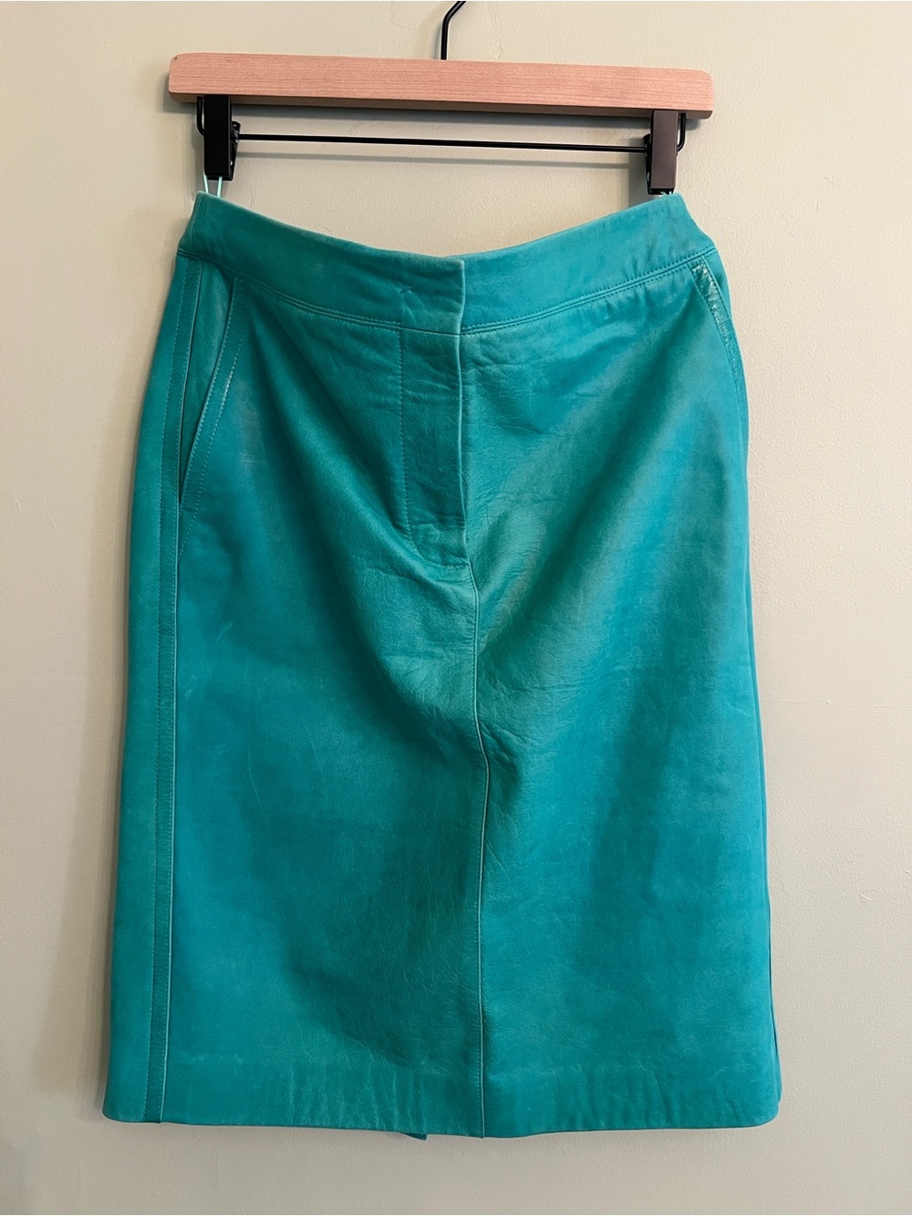 MaxMara Green Genuine Leather Pencil Skirt